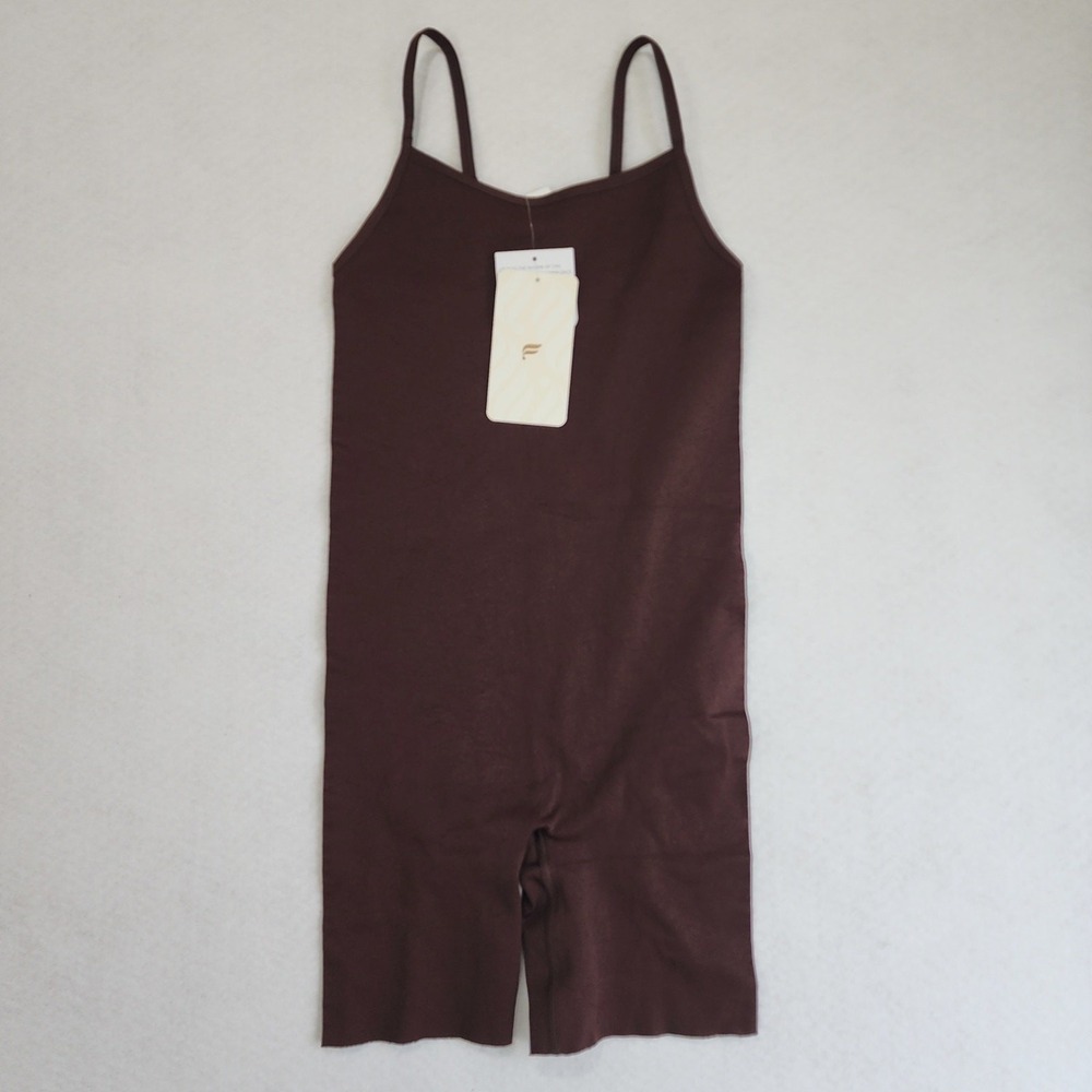 Fabletics Roxanna SculptKnit One Piece Bodysuit Womens Small Brown Gym